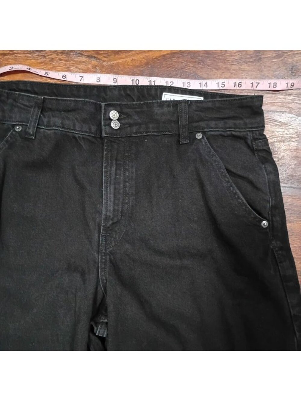 Gap Baggy Mid Rise Ultrasoft Black Denim Wide-Leg Jeans 31/12T - Picture 9 of 12
